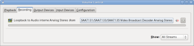 Example of loopback module selection in Pulseaudio Volume Control